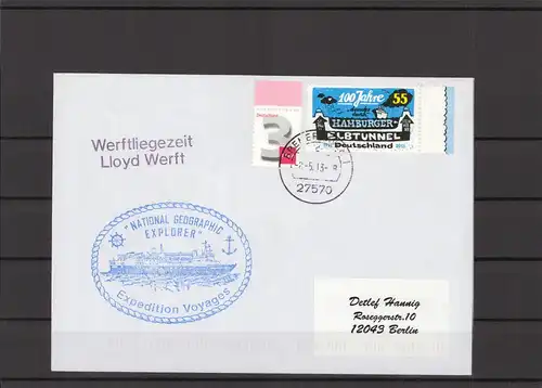 SCHIFFSPOST - 2013 Echt gelaufener Schiffspost- Brief (212787)