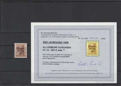 SBZ 1948 Nr 203Abwbz postfrisch (213733)