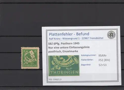 SBZ 1945 PLATTENFEHLER Nr 95AXv XIV postfrisch (214832)