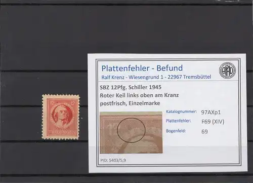 SBZ 1945 PLATTENFEHLER Nr 97AXp1 XIV postfrisch (214866)