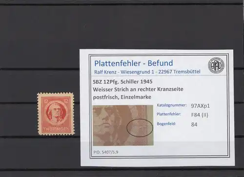 SBZ 1945 PLATTENFEHLER Nr 97AXp1 II postfrisch (214869)