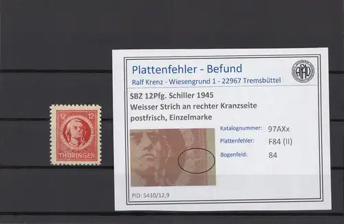 SBZ 1945 PLATTENFEHLER Nr 97AXx II postfrisch (214872)
