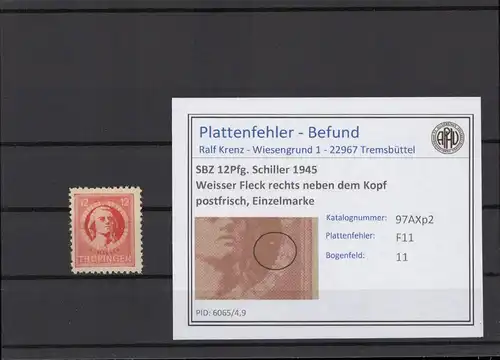 SBZ 1945 PLATTENFEHLER Nr 97AXp2 F11 postfrisch (215450)