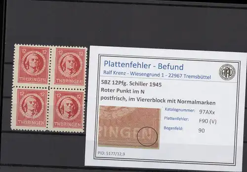 SBZ 1945 PLATTENFEHLER Nr 97AXx V postfrisch (216731)