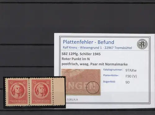 SBZ 1945 PLATTENFEHLER Nr 97AXw V postfrisch (216735)