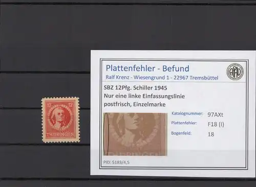 SBZ 1945 PLATTENFEHLER Nr 97AXt I postfrisch (216737)
