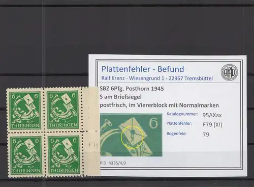 SBZ 1945 PLATTENFEHLER Nr 95AXax XI postfrisch (218255)