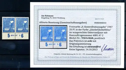 KONTROLLRAT 1947 Nr 950b HAN postfrisch (219277)