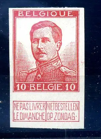 BELGIEN 1912 Nr 100II ohne Gummi (221080)