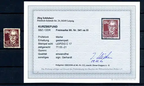 DDR 1952 Nr 341va XI gestempelt (222162)