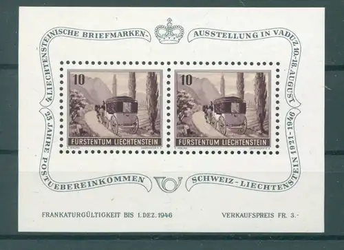 LIECHTENSTEIN 1946 Bl.4 postfrisch (223185)