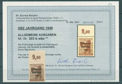 SBZ 1948 Nr 203bwbz postfrisch (223501)