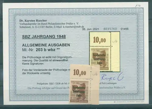 SBZ 1948 Nr 203bwbz postfrisch (223502)