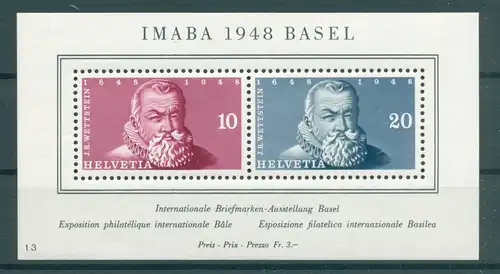 SCHWEIZ 1948 Bl.13 postfrisch (223958)