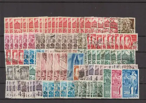 FRZ.ZONE 1945/1949 Posten auf 12 Steckkarten gestempelt (224034)