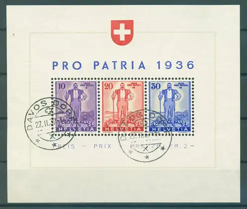 SCHWEIZ 1936 Bl.2 gestempelt (225685)