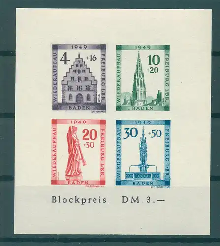 FRZ.ZONE BADEN 1949 Bl.1B IV postfrisch (226353)