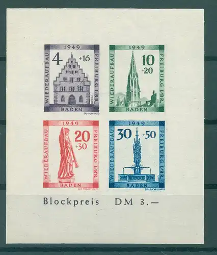 FRZ.ZONE BADEN 1949 Bl.1A VI postfrisch (226354)