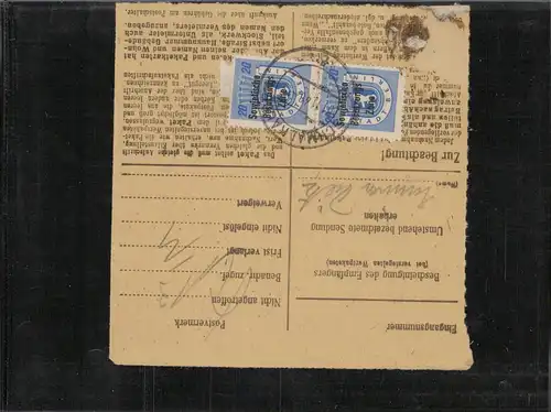 SBZ 1948 Interessante Paketkarte mit Nr 205 gestempelt (226531)
