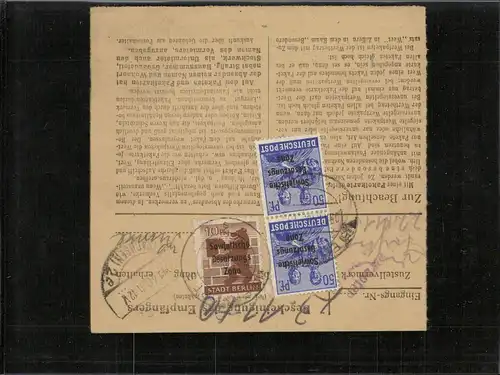SBZ 1948 Interessante Paketkarte mit Nr 203 gestempelt (226535)