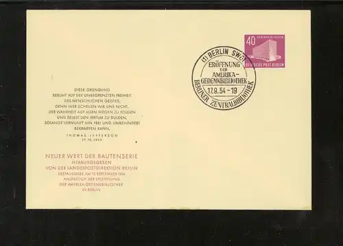 BERLIN 1954 Nr 122 Ersttagsbrief (226543)