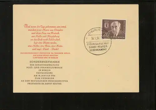 BERLIN 1954 Nr 115 Ersttagsbrief (226545)