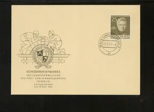 BERLIN 1952 Nr 98 Ersttagsbrief (226549)