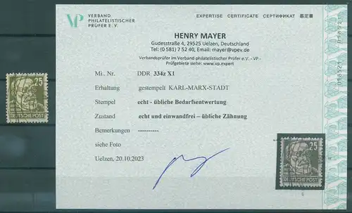 DDR 1952 Nr 334z XI gestempelt (227959)
