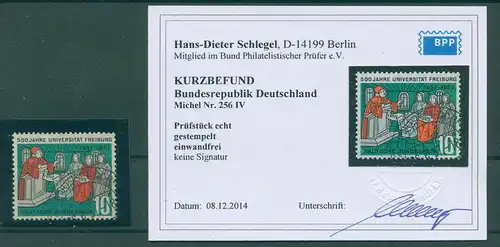 BUND 1957 PLATTENFEHLER Nr 256 IV gestempelt (228390)
