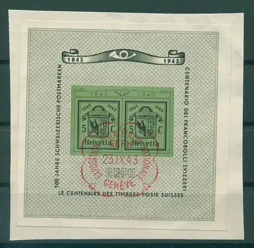 SCHWEIZ 1943 Bl.10 gestempelt (228505)