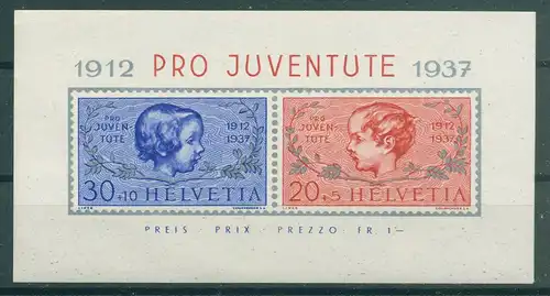 SCHWEIZ 1937 Bl.3 postfrisch (228623)