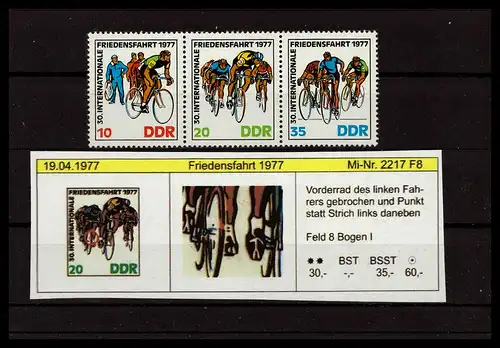 DDR 1977 PLATTENFEHLER Nr 2217 F8 postfrisch (229451)