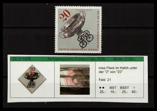 DDR 1976 PLATTENFEHLER Nr 2183 I postfrisch (229454)