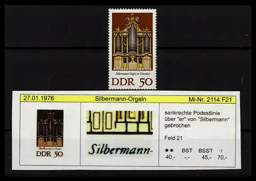 DDR 1976 PLATTENFEHLER Nr 2114 F21 postfrisch (229463)
