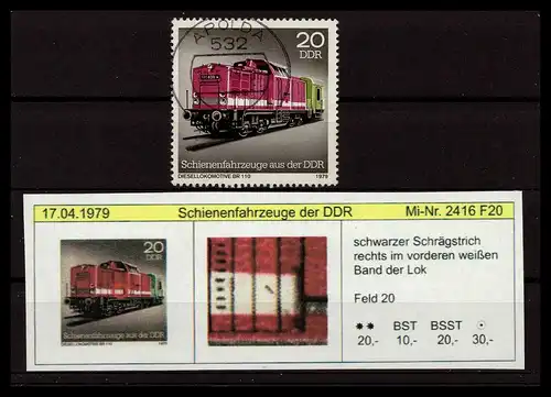 DDR 1979 PLATTENFEHLER Nr 2416 F20 gestempelt (229519)
