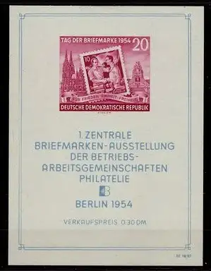 DDR 1954 PLATTENFEHLER Block 10III 445 postfrisch (228811)