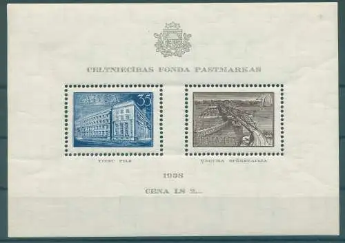 LETTLAND 1938 Bl.1 postfrisch (233340)