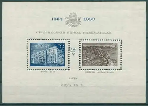 LETTLAND 1939 Bl.2 postfrisch (233341)