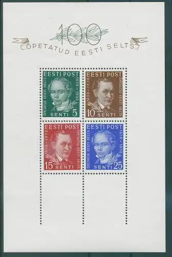 ESTLAND 1938 Bl.2 postfrisch (233360)