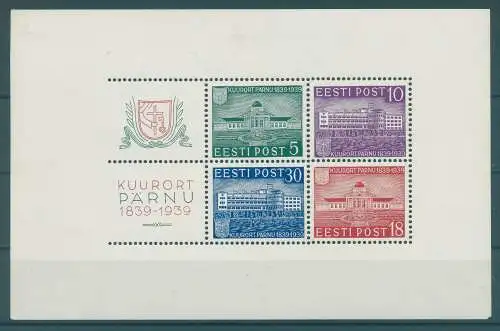 ESTLAND 1939 Bl.4 postfrisch (233364)