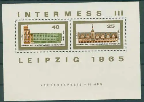 DDR 1965 PLATTENFEHLER Block 24 F2 1127-1128 postfrisch (233418)