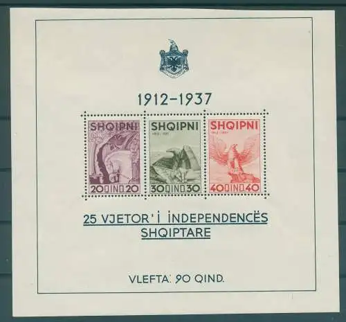 ALBANIEN 1937 Bl.1 postfrisch (233704)