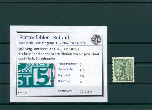 SBZ 1945 Nr 1ABvx F88 postfrisch (234460)