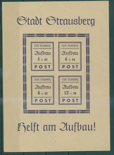 STRAUSBERG 1946 Bl.1 postfrisch (233883)