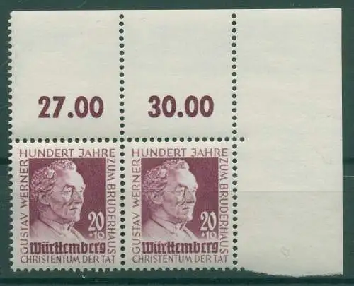 FRZ.ZONE WÜRTTEMBERG 1949 Nr 48 postfrisch (922224)