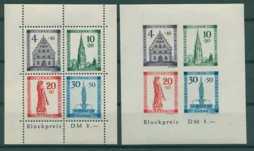 FRZ.ZONE BADEN 1949 Bl.1A/B postfrisch (924885)