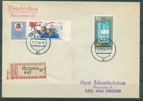 DDR 1975 PLATTENFEHLER Nr 2879 F24 gestempelt auf Brief (924180)