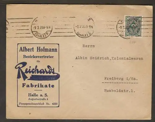 DR. Reklame-Brief,  Reichards Fabrikate, A. Hofmann, Hallea. S.