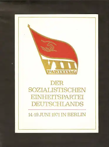 DDR - Gedenkblatt, VIII Parteitag der SED,