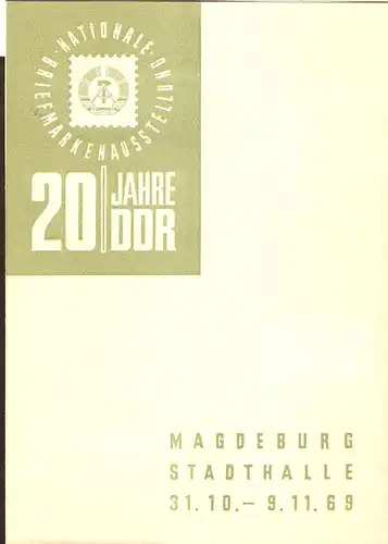 DDR - Gedenkblatt, Nationale Briefmarken Ausstellung 20 Jahre DDR